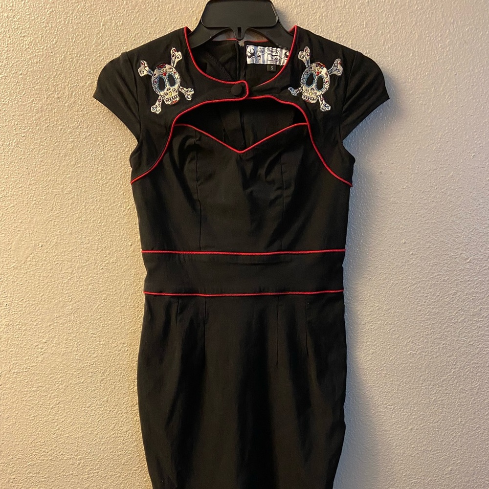 Hell Bunny Cut Out Sugar Skull Pencil Dress